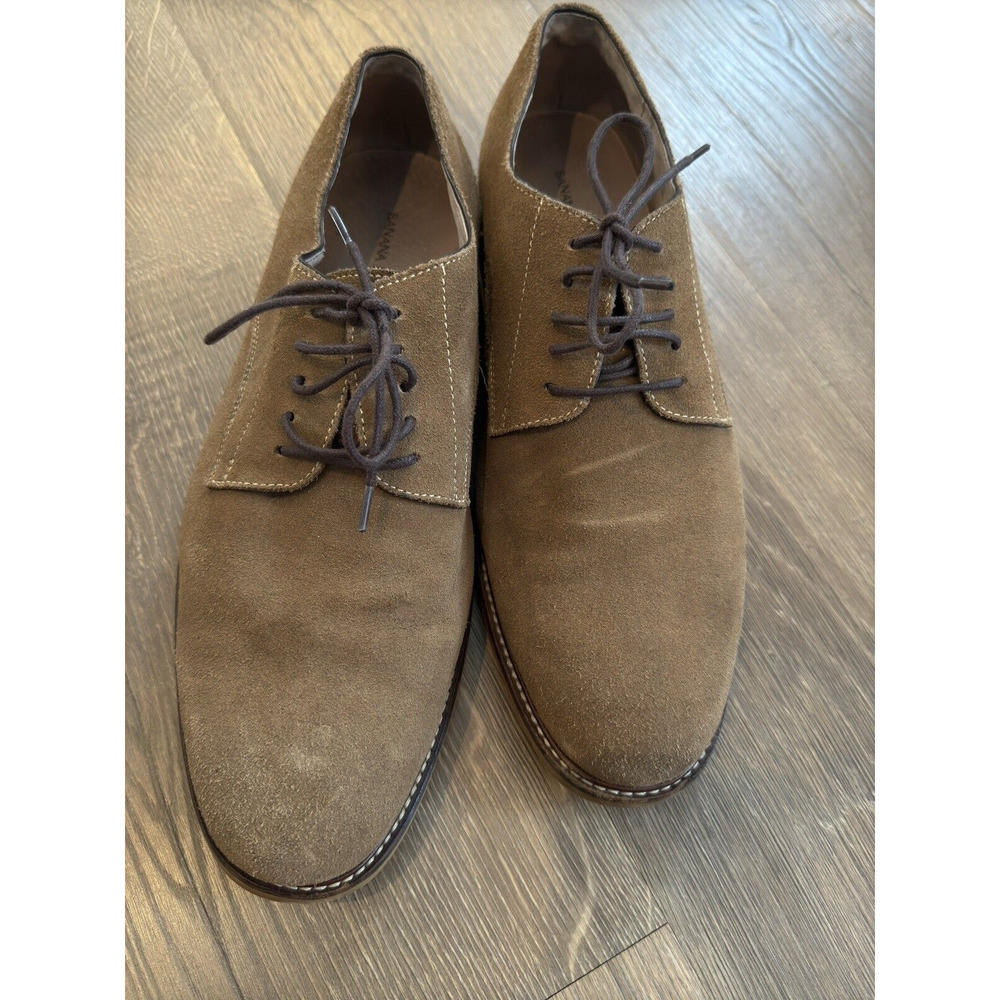 Banana Republic Suede Oxford Shoes Mens 10M Nubuck Leather Derby Brown Lace Up